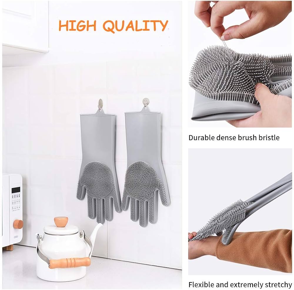 Pet Grooming Gloves, Gentle Dog Bathing Scrubber Gloves, Silicone Hair Removal Gloves