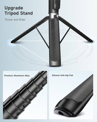 Problems Solved phone tripod and selfie stick, 180cm aluminum extendable all-in-one tripod for stable photos and videos.