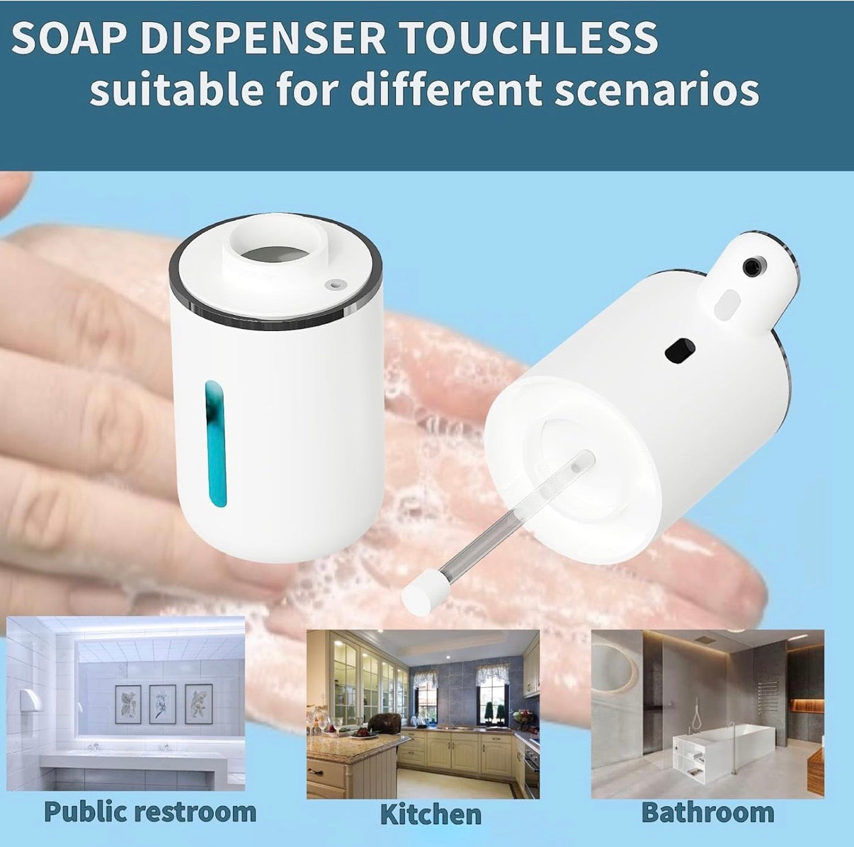 Problems Solved automatic touchless foaming soap dispenser with six adjustable levels, sleek design, and sensor for hygienic handwashing.