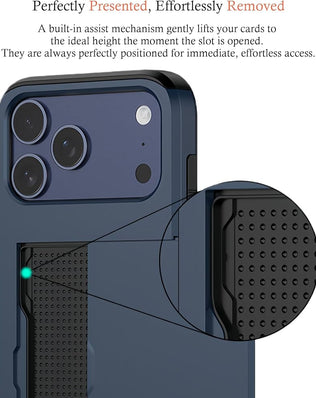 Problems Solved iPhone 17 Pro card holder case with slim, shockproof dual-layer design and protective wallet features.