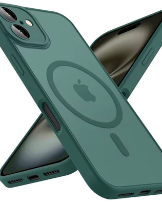 Problems Solved magnetic phone case compatible with MagSafe, military-grade shockproof design with reinforced edges and sleek black finish.