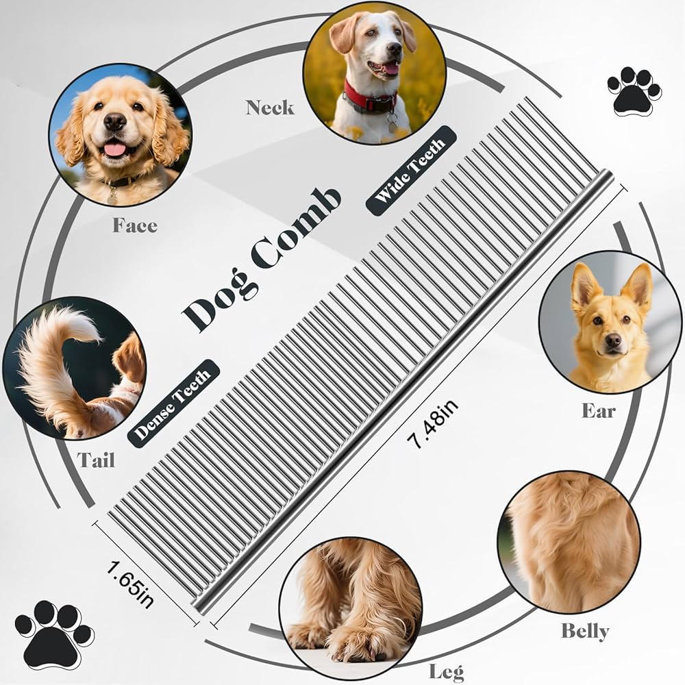 2PCS Slicker Brush for Dogs & Pet Comb, Professional Dog Grooming Brush