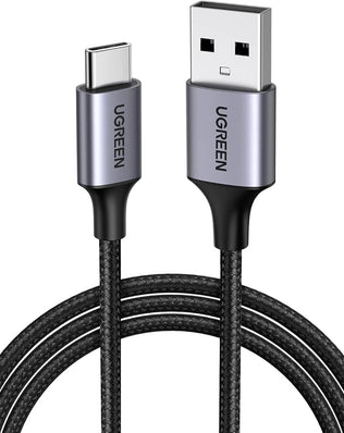 Problems Solved UGREEN USB A to USB C cable for fast charging and data transfer, showing the cable and connectors.