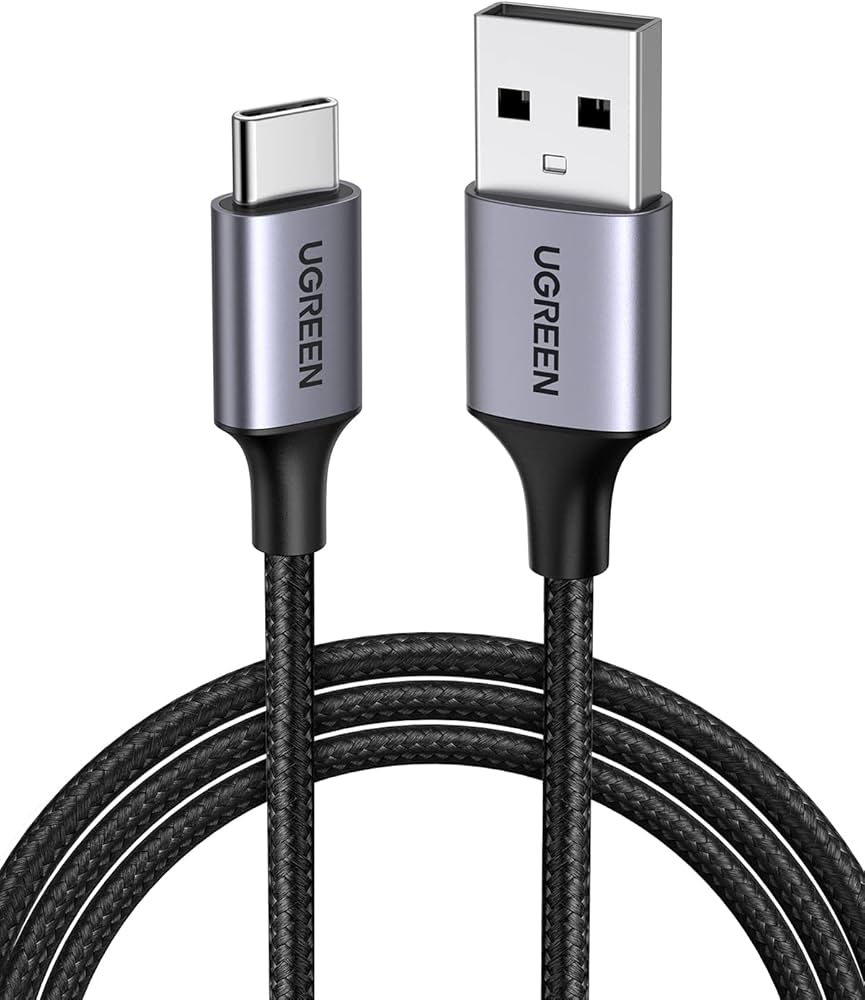 Problems Solved UGREEN USB A to USB C cable for fast charging and data transfer, showing the cable and connectors.