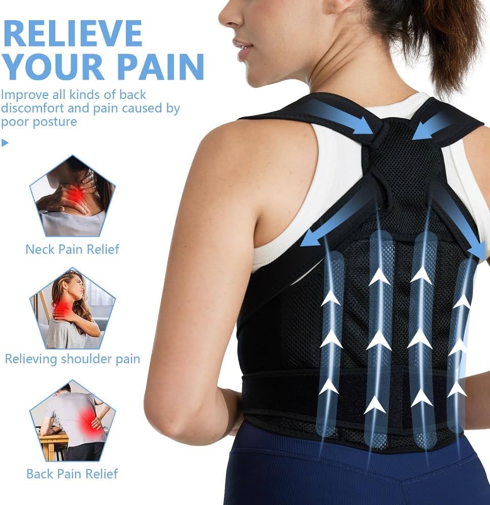 Back Brace, Posture Corrector for Women and Men, Adjustable Full Back Support