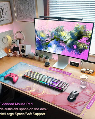 Large Problems Solved gaming mouse mat, 900x400mm XXL desk protector with smooth surface and vibrant design visible in the image.