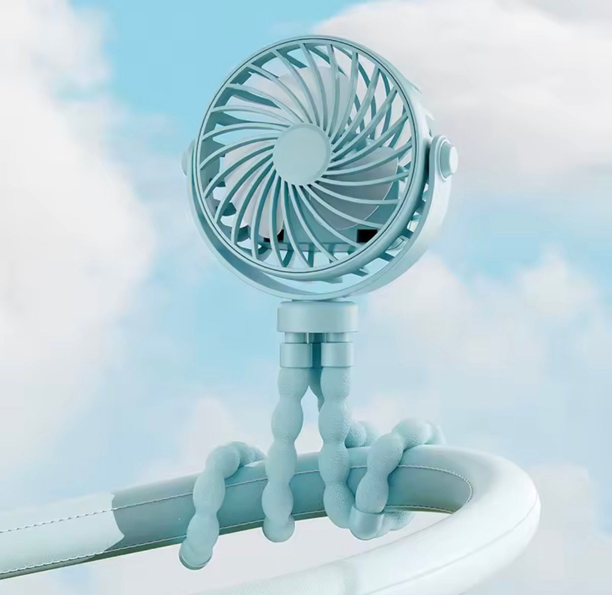 Problems Solved mini portable pram fan clipped to a stroller, rechargeable and detachable small clip-on fan for babies and toddlers.