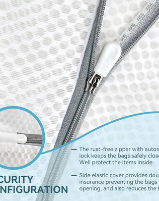 Problems Solved 3-piece mesh laundry bags for delicates with zippers, designed for washing socks and small laundry items.
