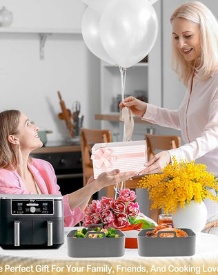 Reusable silicone air fryer liners for Ninja 10QT, compatible with DZ550 and DZ401 models, from Problems Solved.