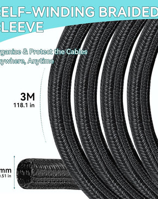 Problems Solved 13mm cable tidy sleeve, 3m length, black plastic cable management tube for PC and TV cords.