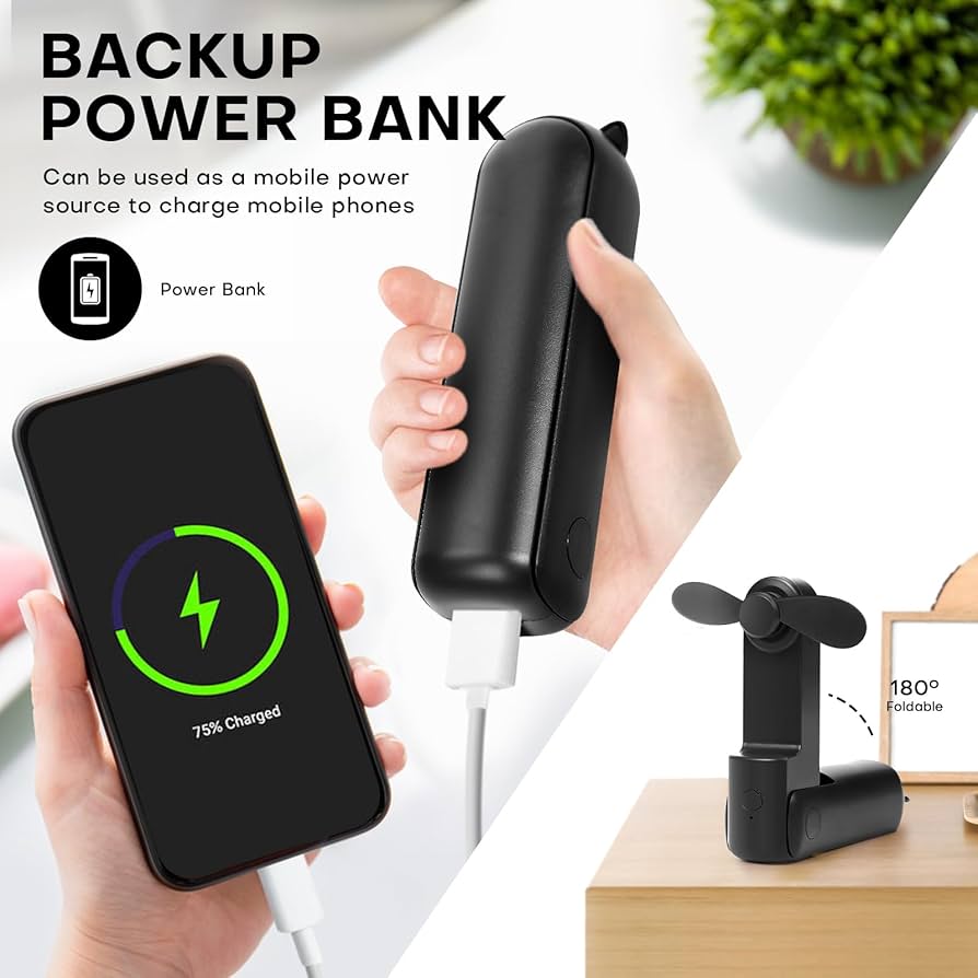 Problems Solved Mini Handheld Fan with 3 speeds, rechargeable, quiet operation, portable USB design, perfect for on-the-go cooling.