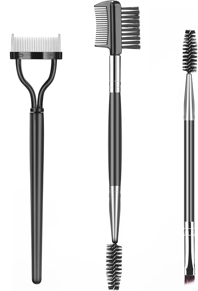 Problems Solved eyebrow brush and eyelash separator set featuring a brow comb and lash tool for precise grooming and separation.