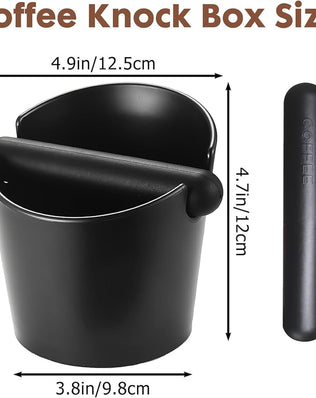 Problems Solved Coffee Knock Box for espresso machines, durable coffee bin and accessories for coffee grounds disposal.