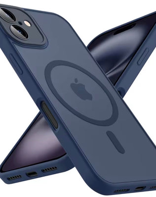 Problems Solved MagSafe magnetic phone case with military-grade shockproof protection showing front view on a smartphone.