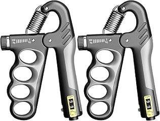 Problems Solved hand grip strengthener with counter, showcasing ergonomic design and adjustable resistance for forearm exercises.