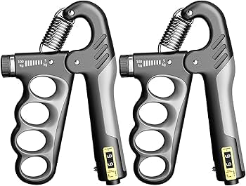 Problems Solved hand grip strengthener with counter, showcasing ergonomic design and adjustable resistance for forearm exercises.