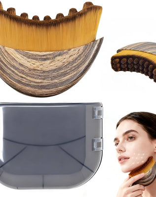 Problems Solved contour face brush for lymphatic drainage, a natural makeup brush with ergonomic design.