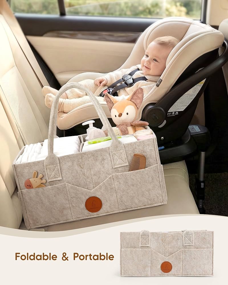 Maliton Nappy Caddy, Newborn Essentials for Diaper Caddy, Sturdy Portable Washable Baby