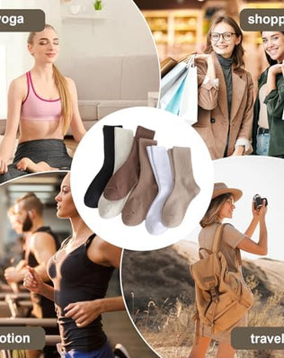 Set of 6 breathable cotton women's crew ankle socks from Problems Solved, featuring soft, comfortable fit for everyday wear.