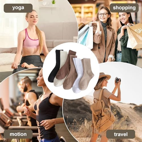 Set of 6 breathable cotton women's crew ankle socks from Problems Solved, featuring soft, comfortable fit for everyday wear.
