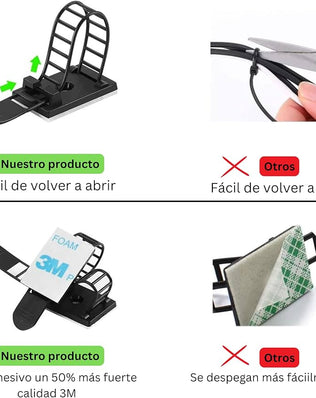 Pack of 25 3M Quality Self Adhesive Cable Organizer, Cable Organizer for Desk