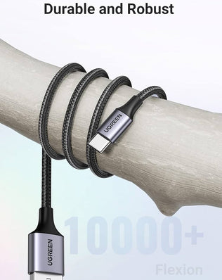 UGREEN USB A to USB C charging cable for fast charging, shown connected to devices, branded by Problems Solved.