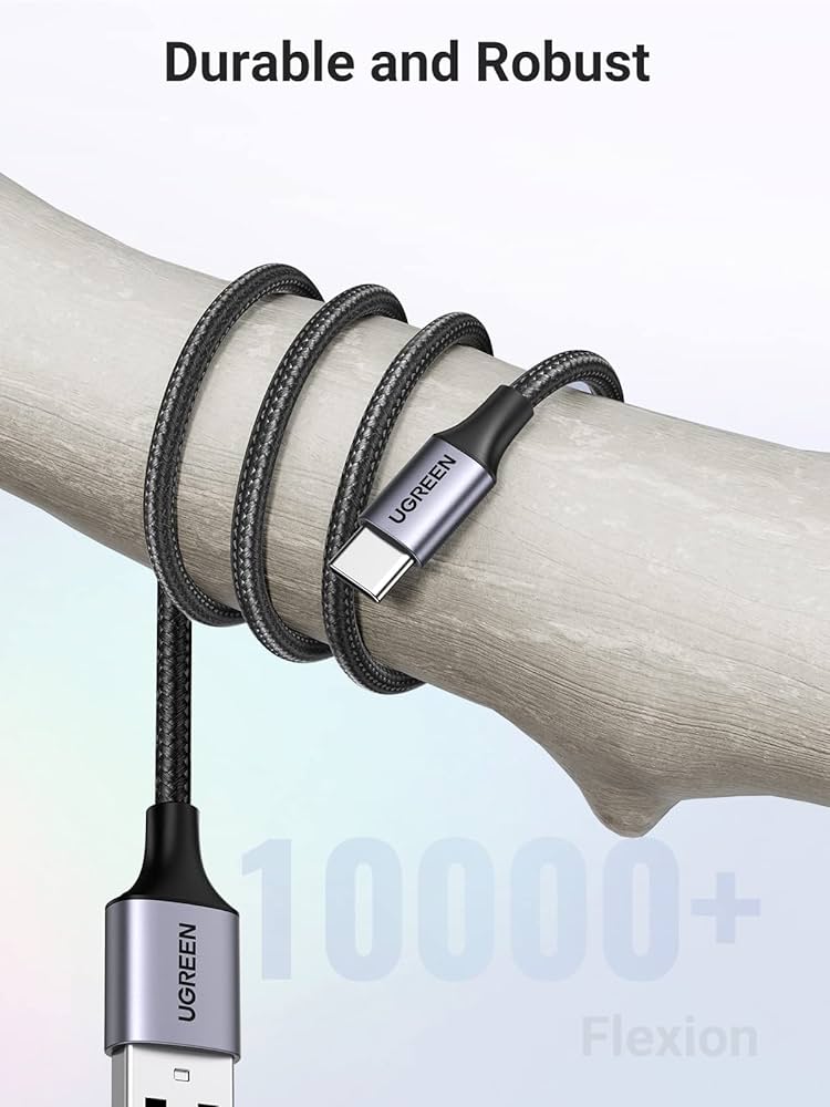 UGREEN USB A to USB C charging cable for fast charging, shown connected to devices, branded by Problems Solved.
