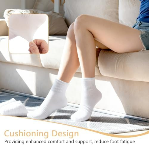 10 pairs of breathable, cushioned women's ankle socks by Problems Solved, featuring moisture-wicking fabric for comfortable wear.