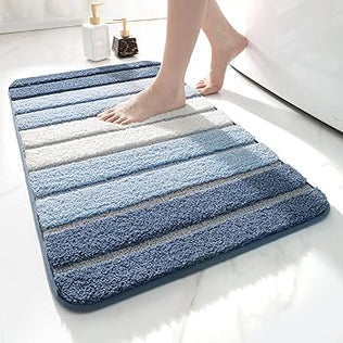 Problems Solved non-slip bathroom mat, 40×60 cm, super absorbent, washable bath mat with water-resistant surface and plush texture.