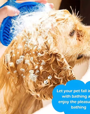 Dog NEW Grooming Pet Shampoo Brush I Soothing Massage Rubber Bristles
