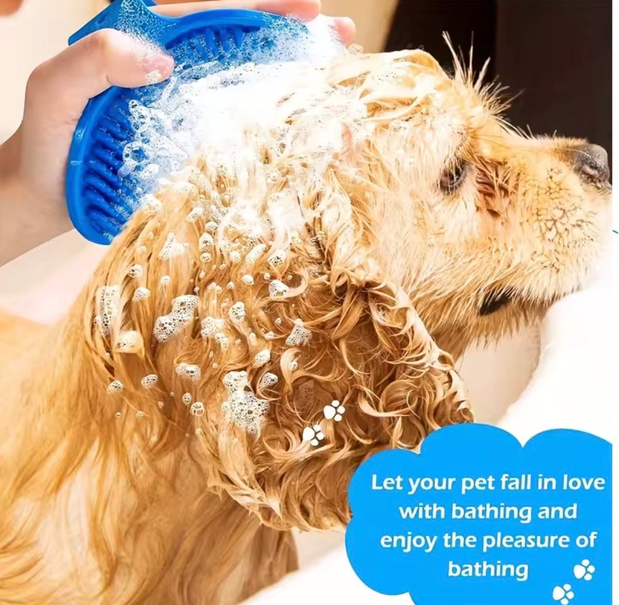 Dog NEW Grooming Pet Shampoo Brush I Soothing Massage Rubber Bristles