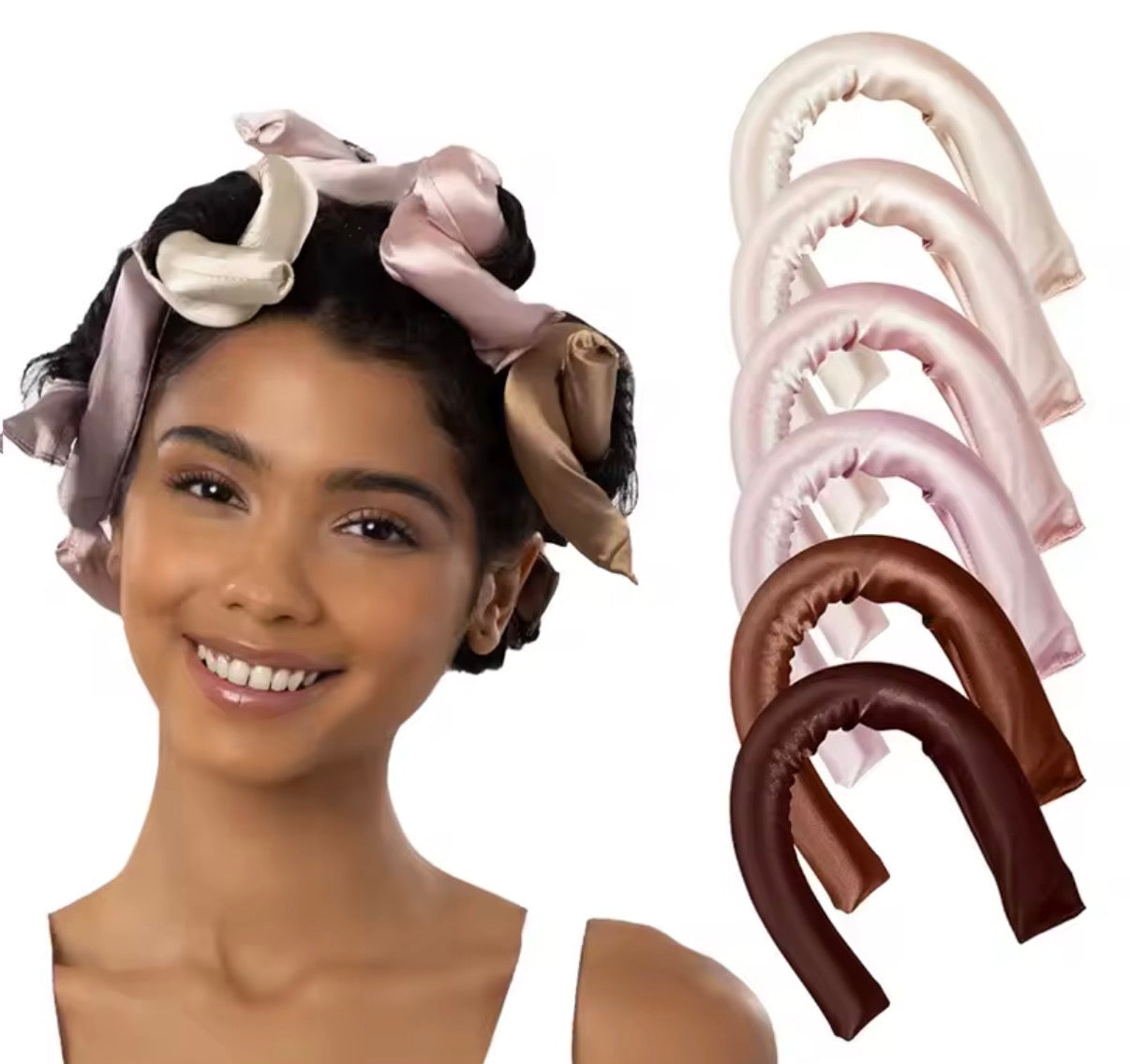 Satin Heatless Curling Rod, Jumbo Flexi Rod for Overnight Curls, Soft Hair Curlers to Sleep