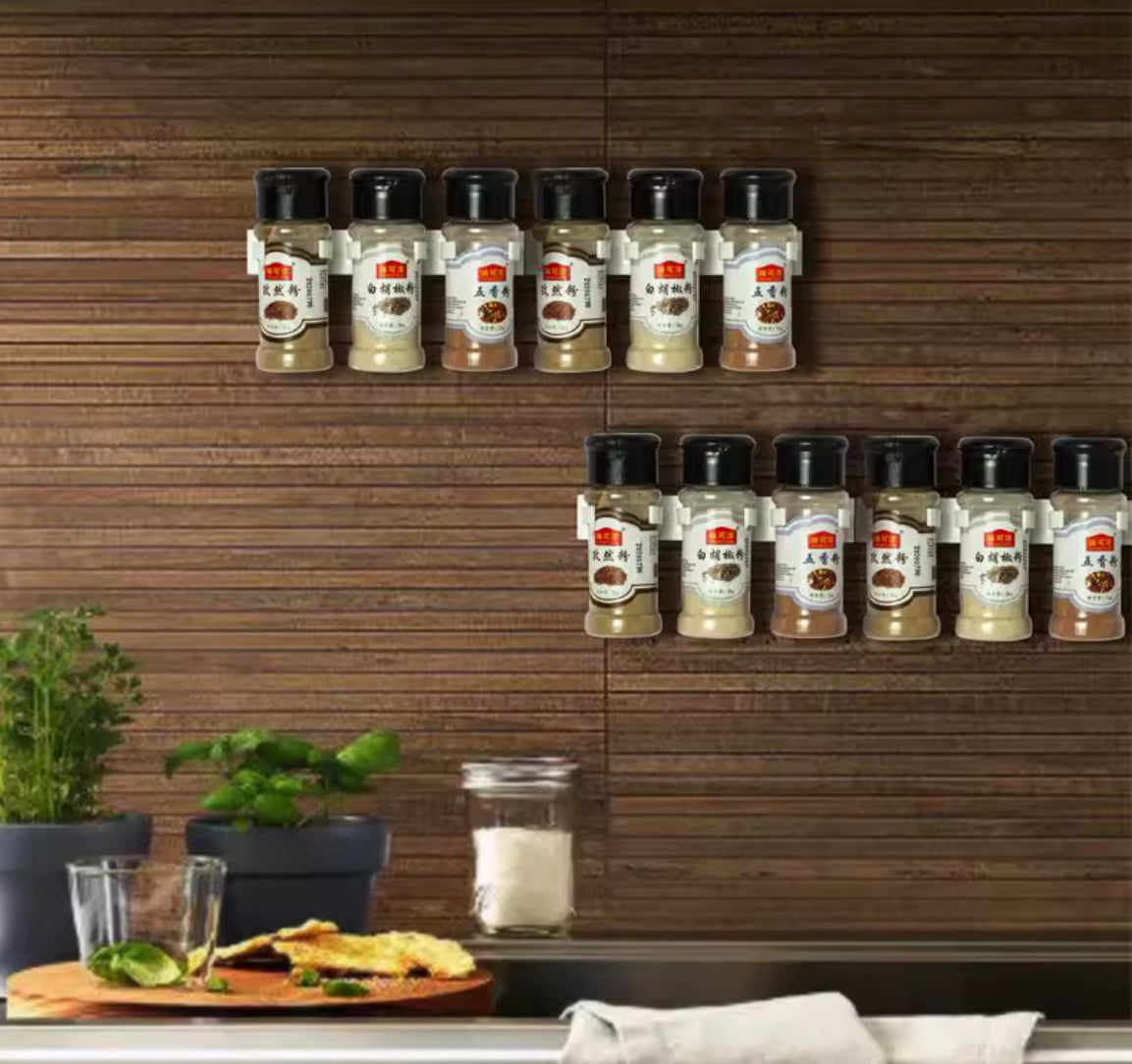 2pcs Grey Plastic Kitchen Jar Rack Wall-Mounted Adhesive - Problems Solved