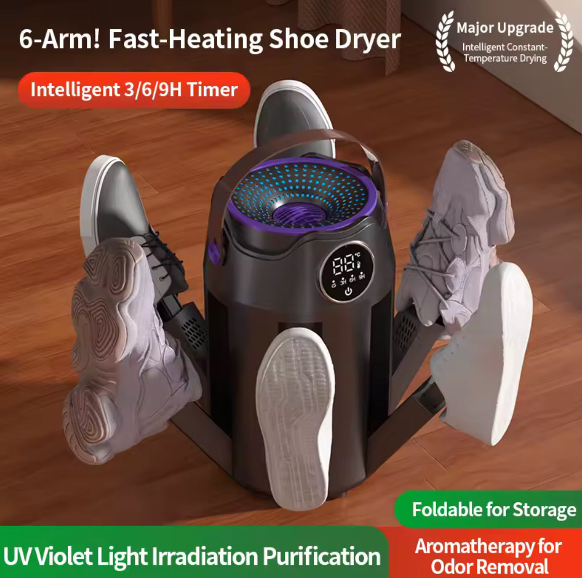Intelligent Home Portable Folding Six Arms Shoe Dryer - Problems Solved