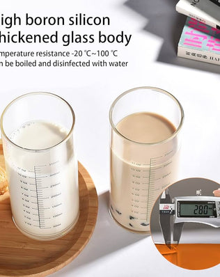 Problems Solved 350ml glass measuring cup with double scale, heat and cold resistant borosilicate, clear and durable for kitchen use.