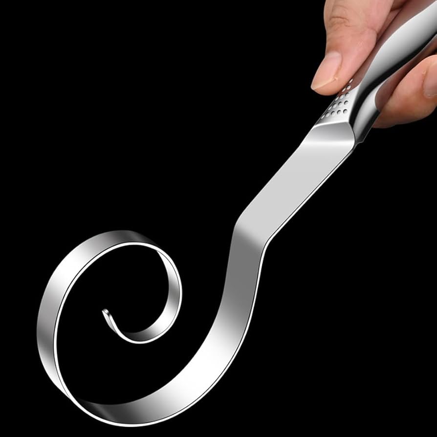 Stainless steel Danish dough whisk from Problems Solved, seamless design ideal for sourdough bread baking and mixing dough.
