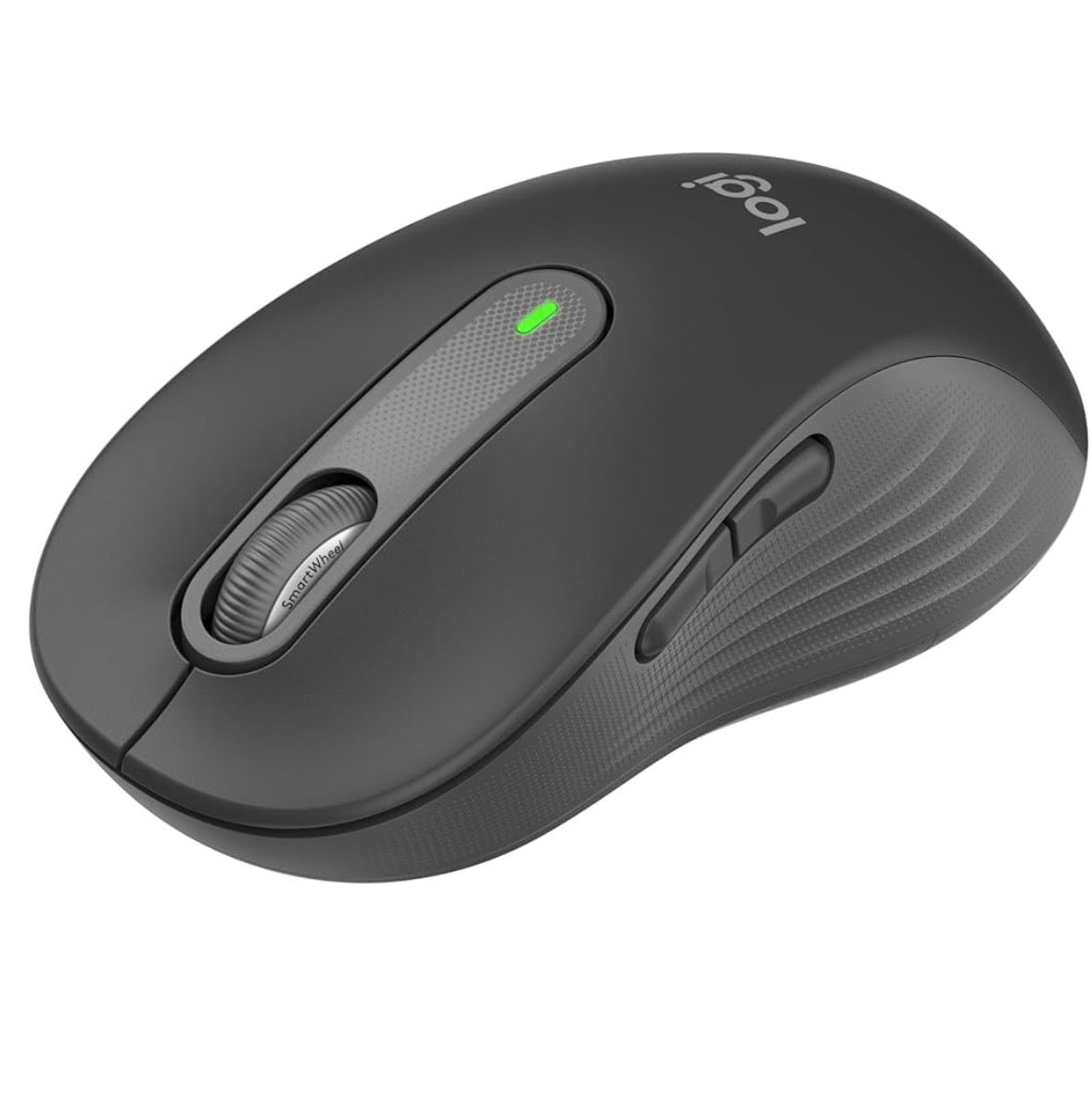 Problems Solved Signature M650 L full-size wireless mouse with ergonomic design and multiple buttons on a desk.