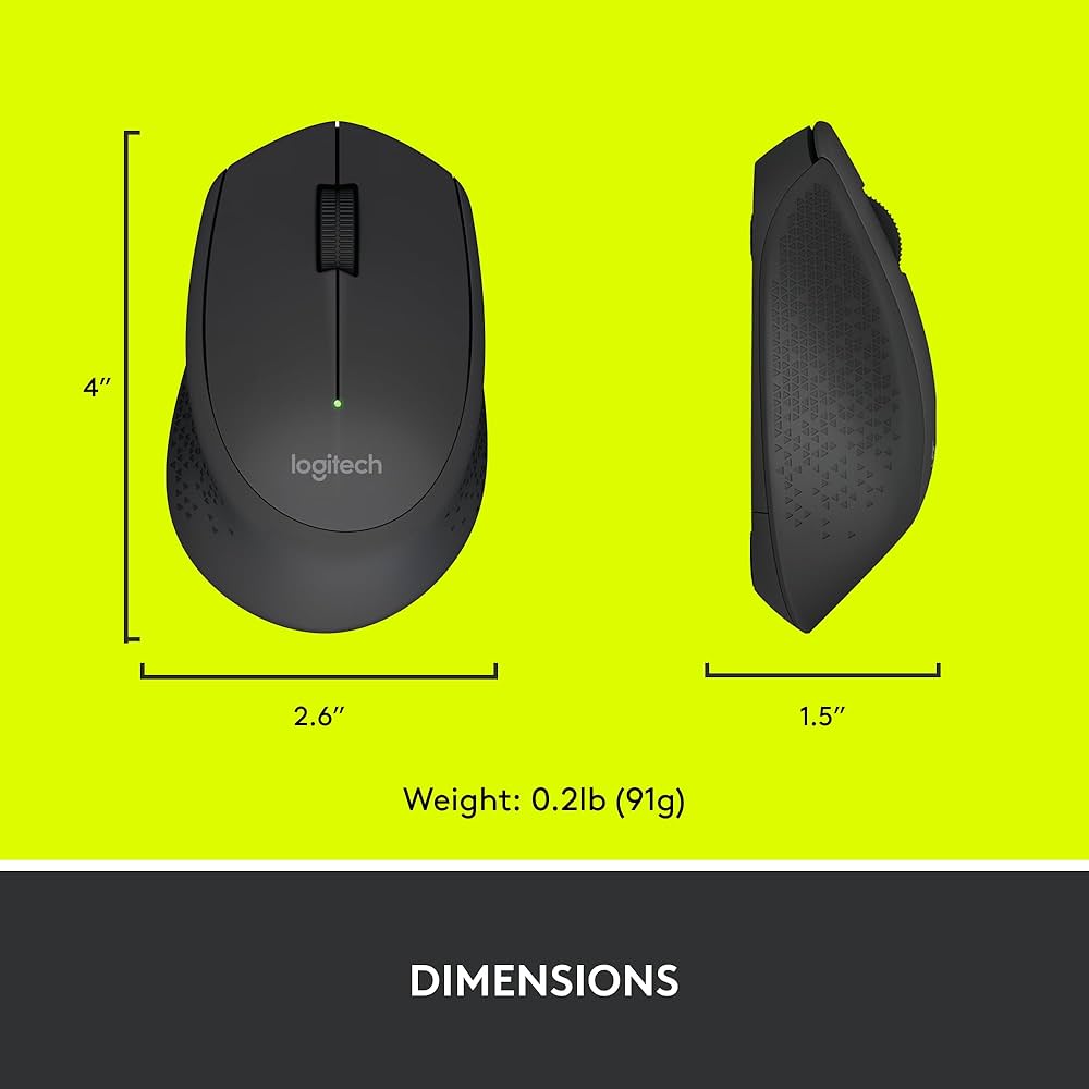 Problems Solved Logitech M280 wireless mouse with 2.4 GHz USB Nano receiver and 1000 DPI optical sensor on a clean desk.