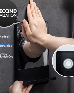 Shower Shaving Mirror with Storage Tray, with Razor Holder, Suction Cup Removable - Problems Solved
