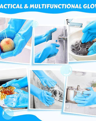 Pet Grooming Silicone Gloves (Blue) Dog Gloves with Silicone Hair Removal Gloves