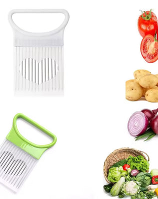 Stainless Steel Onion Slicer & Vegetable Holder - Problems Solved