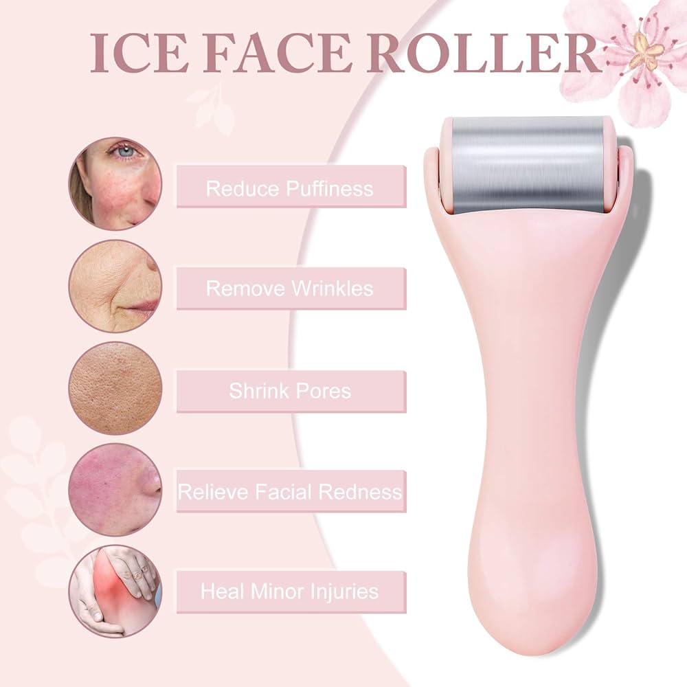 Ice Roller for Face and Eye 2 Pcs, Face Roller Skin Care for Puffiness, Migraine, Pain Relief