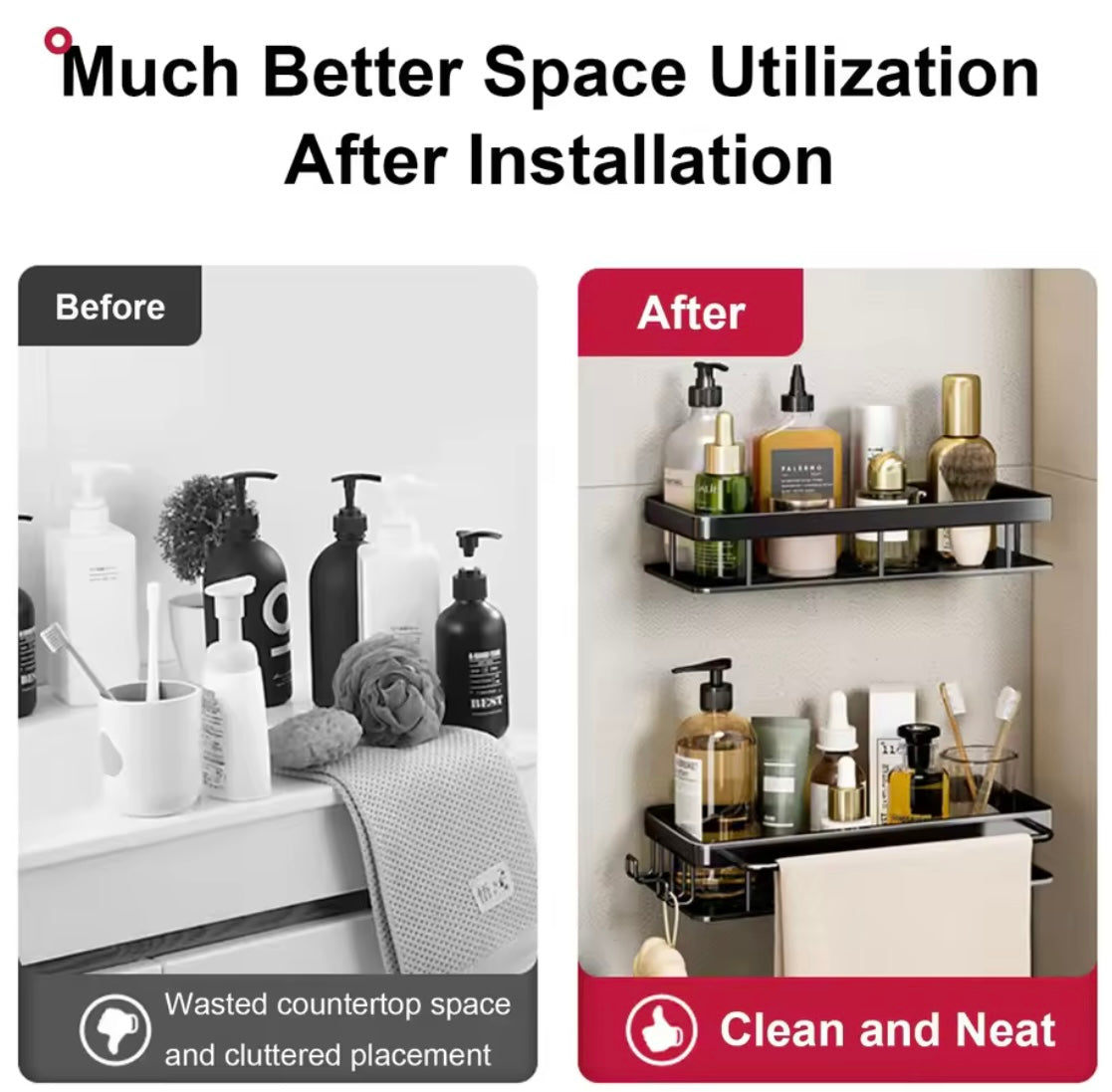 Bathroom Shelf for Shower & Toilet Storage - Problems Solved