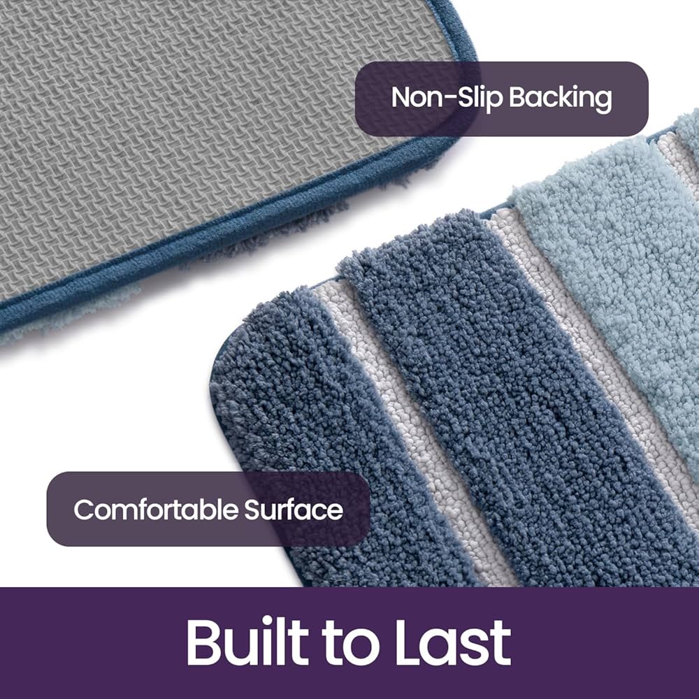Problems Solved non-slip bathroom bath mat, 40x60 cm, super absorbent, washable, water-resistant for bathroom safety.