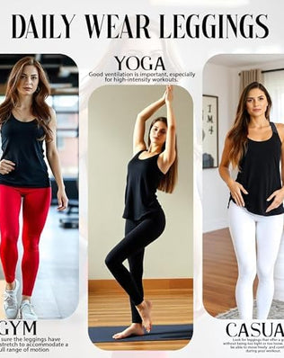 Three pairs of Problems Solved women's soft cotton leggings with elastic waist, non-see-through, in black and grey.