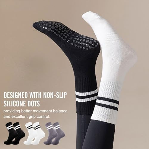 Problems Solved non-slip yoga socks for women, anti-skid long socks suitable for yoga, barre, ballet, and dance activities.