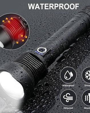 Problems Solved rechargeable LED flashlight with high lumens XHP90.2, super bright tactical flashlight with durable design.