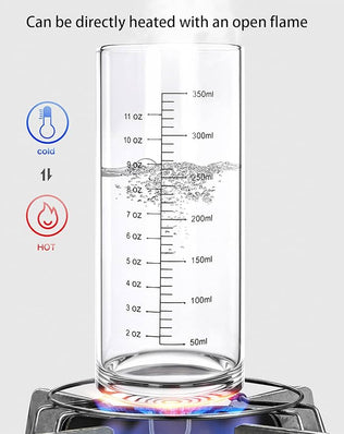 Problems Solved 350ml glass measuring cup with double scale, heat and cold resistant borosilicate glass, clear and durable.