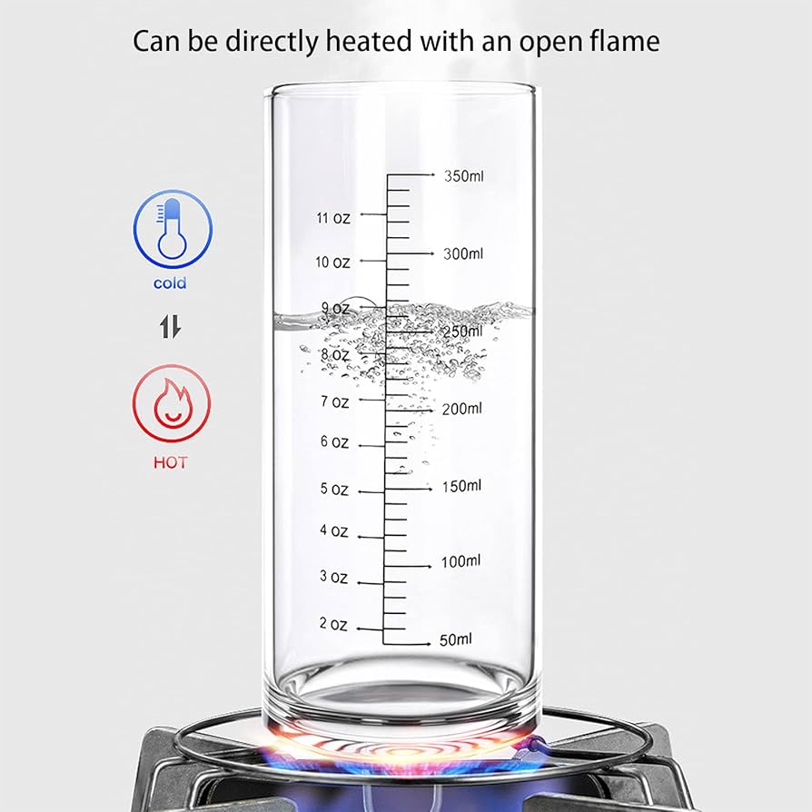 Problems Solved 350ml glass measuring cup with double scale, heat and cold resistant borosilicate glass, clear and durable.