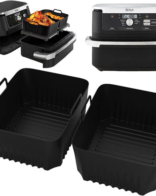 Silicone liners for Ninja AF500UK dual air fryer, 10L size, by Problems Solved, flexible non-stick accessories for air fryers.
